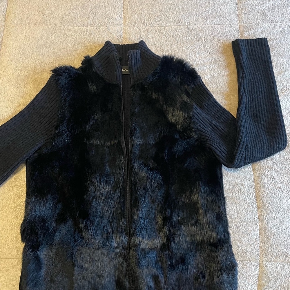 Zara rabbit fur cardigan size L - Picture 8 of 10
